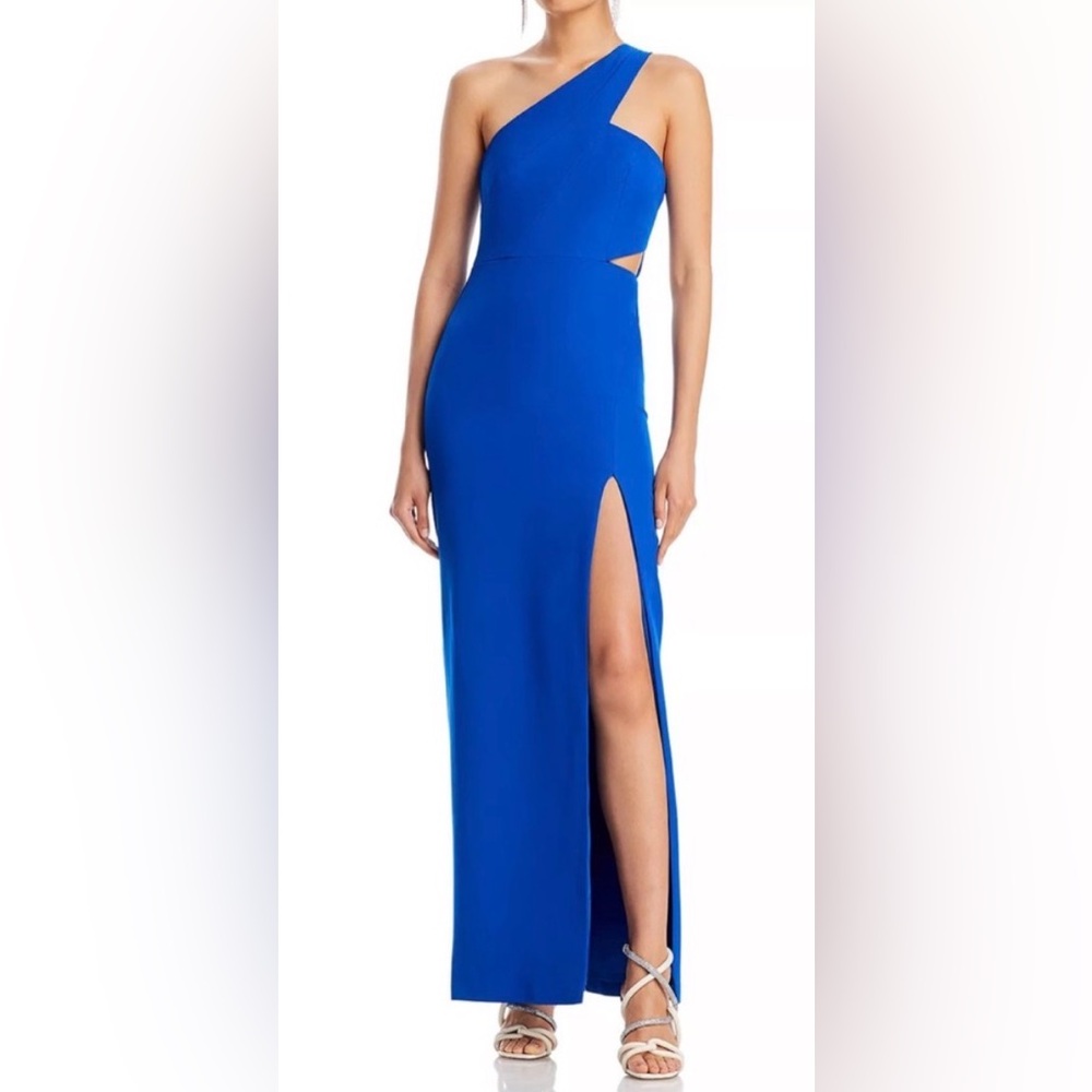 Aidan Mattox Vibrant Blue One-Shoulder Gown